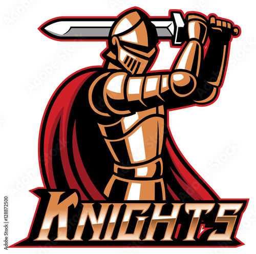 knight mascot with sword