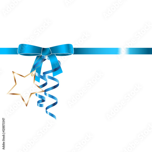 Festliche blaue Schleife mit dem Sternanhänger