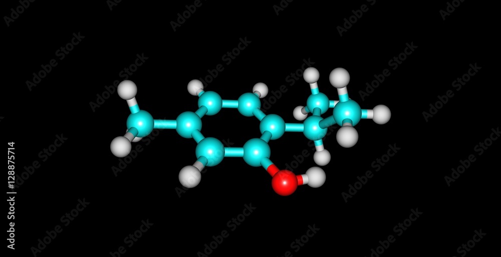 Thymol molecular structure isolated on black Thymol molecular structure isolated on black