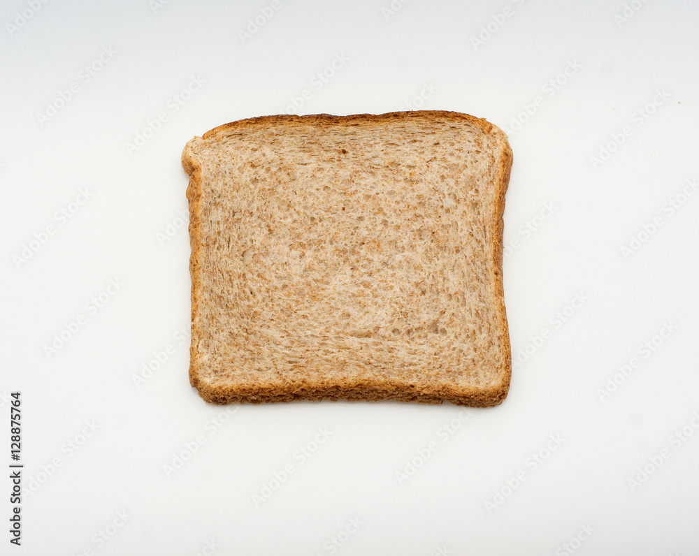 Slice of bread to toast  isolated on white background. Close up. Top view