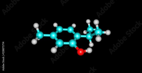 Thymol molecular structure isolated on black © ollaweila