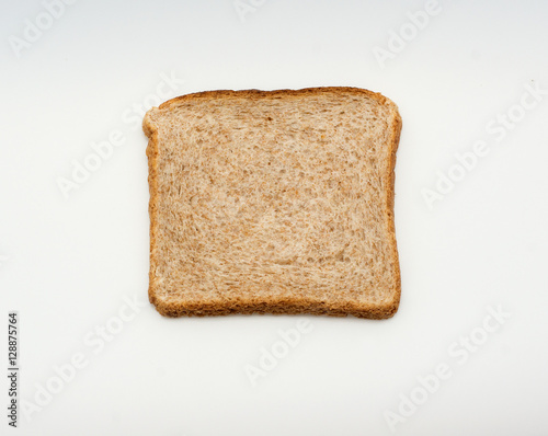 Slice of bread to toast  isolated on white background. Close up. Top view