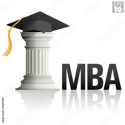 MBA Education with a greek column and a graduation hat