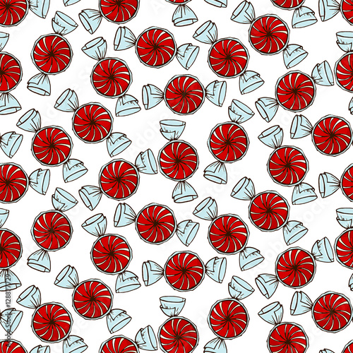 Seamless pattern made of cute sweet hand drawn candy.