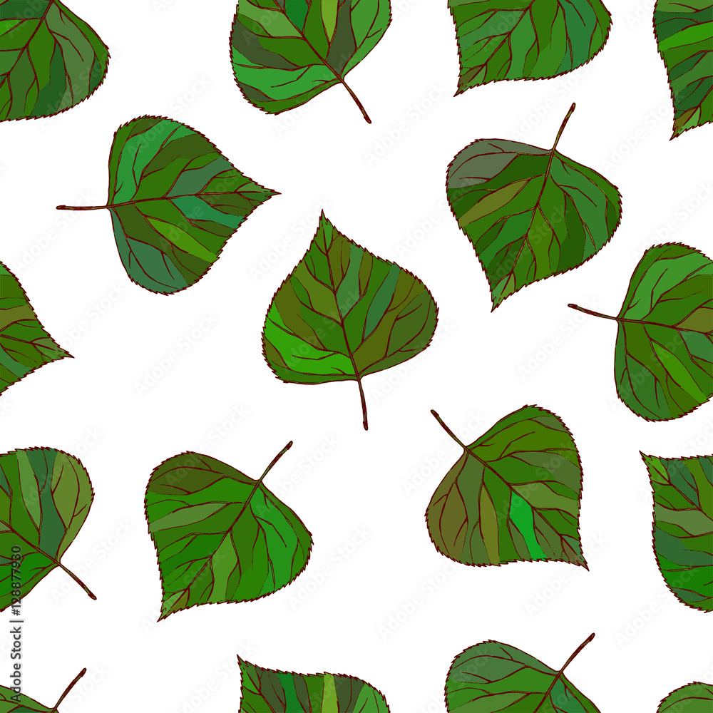Obraz premium Nice seamless pattern made of green birch leaves.