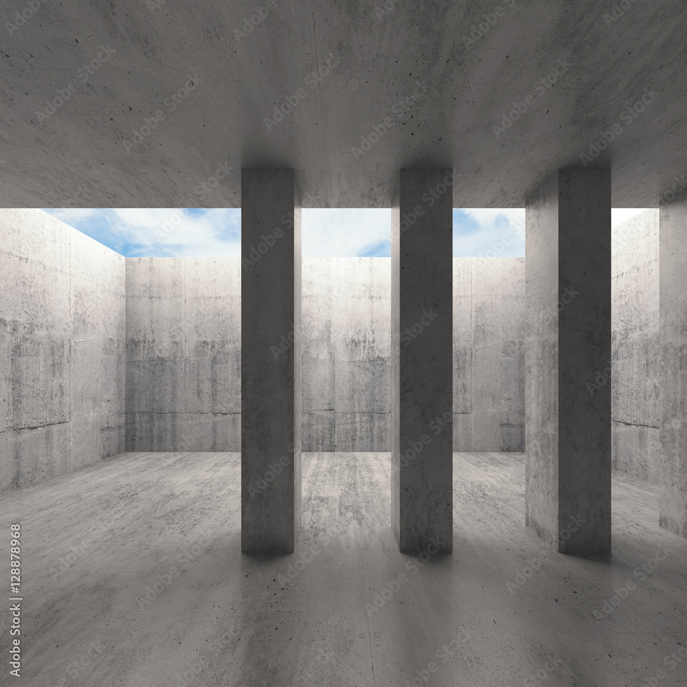3 d concrete room interior with columns 3 d concrete room interior with columns