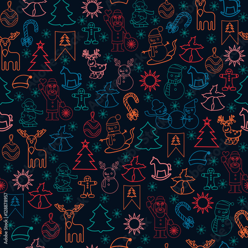 Christmas pattern for wrapping paper with Christmas icons