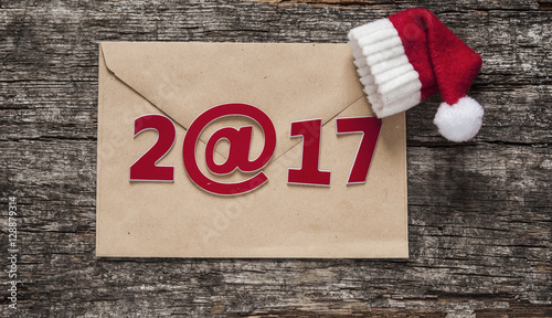 Happy new year 2017 on wood background