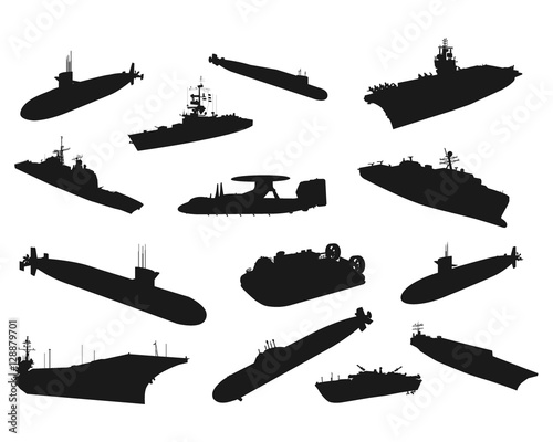 Wallpaper Mural Military Ship Container Vector Silhouette Set