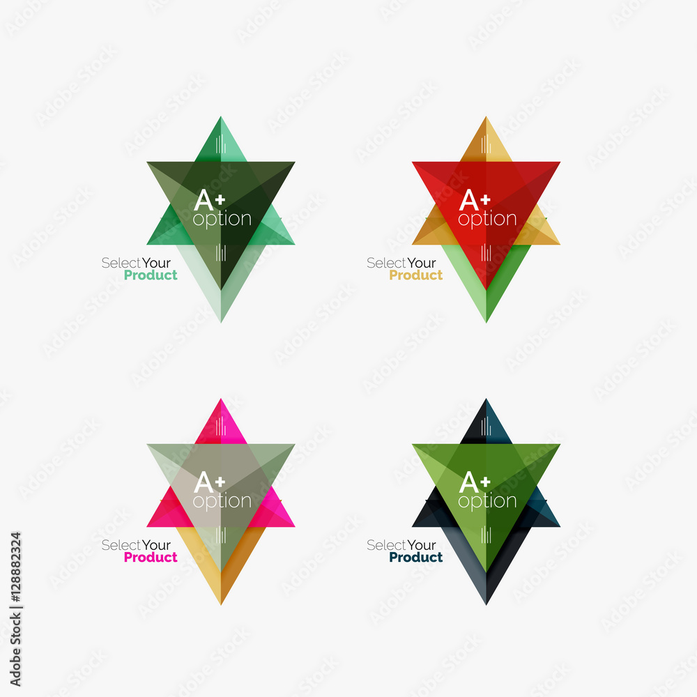 Set of triangle option infographic layouts Set of triangle option infographic layouts