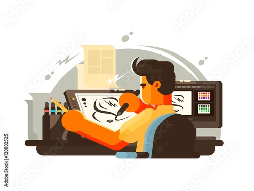 Designer illustrator draws