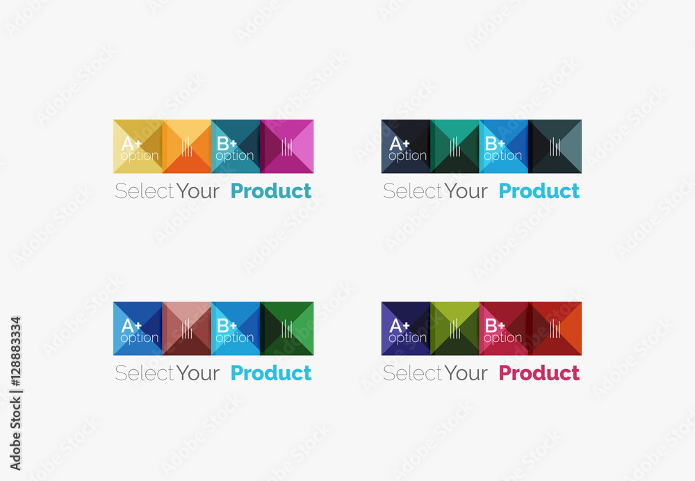 Fototapeta premium Set of abstract square interface menu navigation button