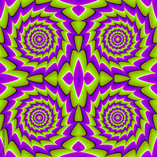 Green holes (optical illusion of movement). Seamless pattern.