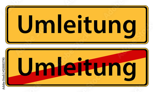 Umleitung Schild Anfang und Ende photo