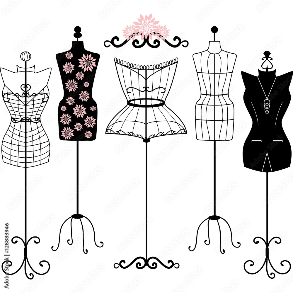 Mannequin Silhouette. Fashion,Shabby Chic, Body,Dress Form.Tailor's