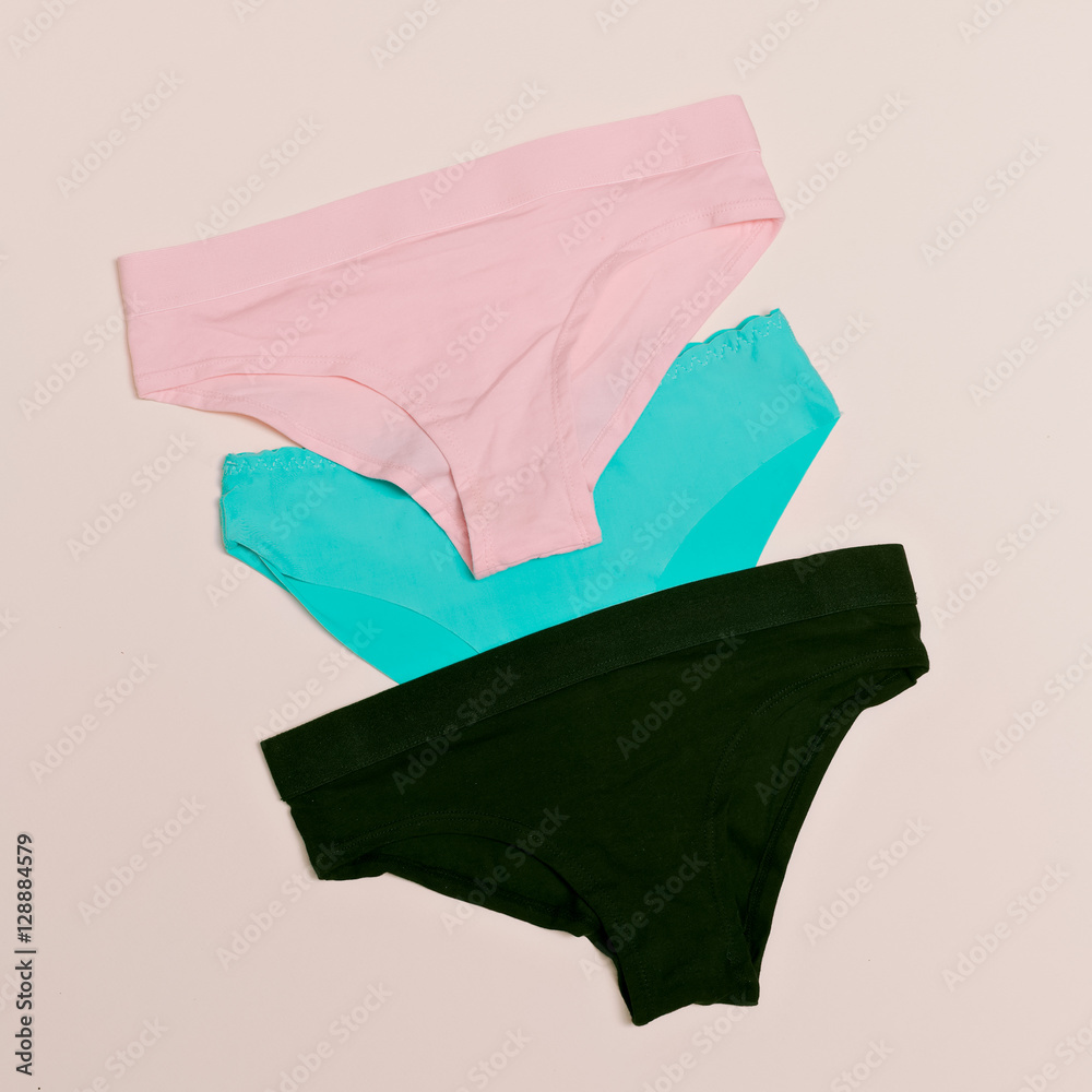 Cute lingerie. Fashion concept. Set panties for girl. Ordinary d