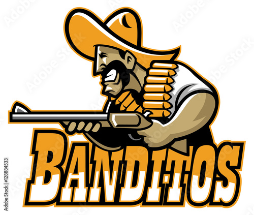 mexican mascot aiming shotgun