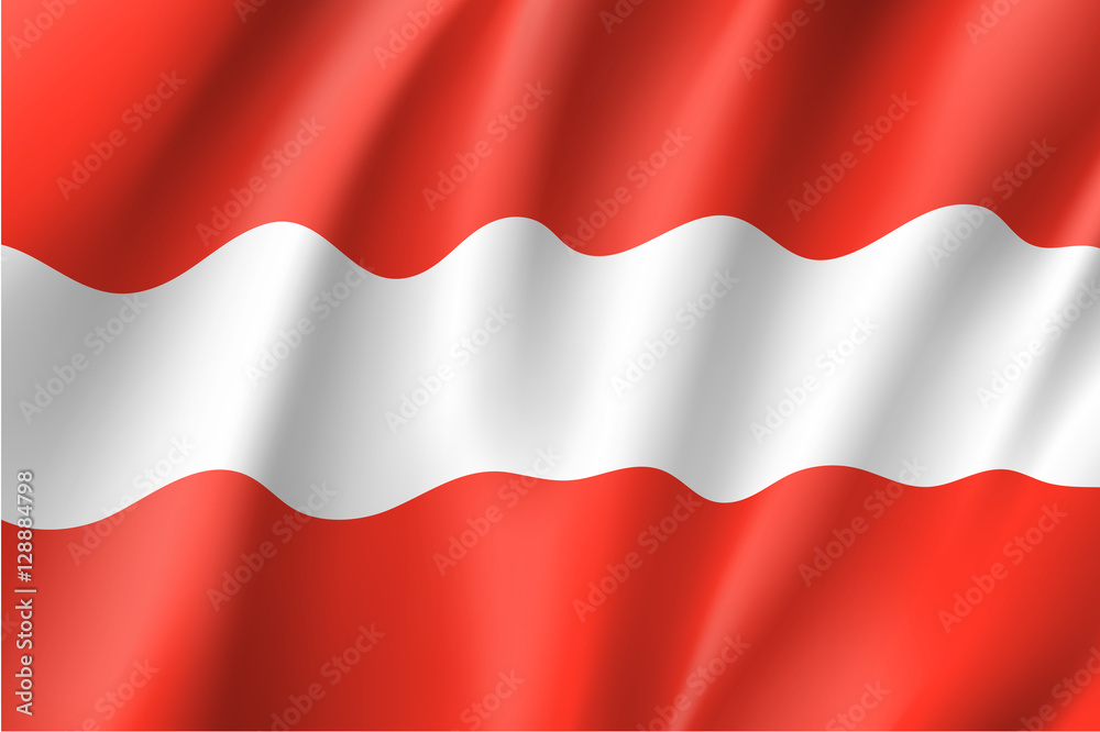 Waving flag of Austria . Vector illustration of 3D icon with red and white colors. Waving flag of Austria . Vector illustration of 3D icon with red and white colors.