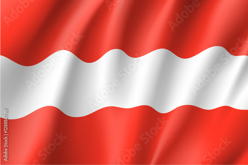 Waving flag of Austria . Vector illustration of 3D icon with red and white colors.