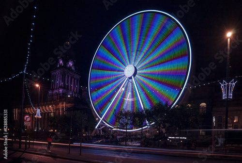 Leeds Big Wheel and Town Hall before Christmas.