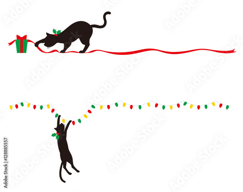 猫のシルエットライン／クリスマス