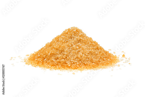 Heap of brown sugar isolated on white