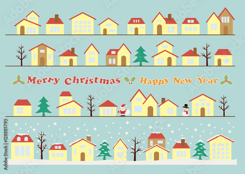クリスマスの街並み ライン素材セット Stock Vector Adobe Stock