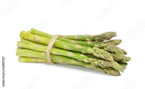 Ripe green asparagus isolated on white background