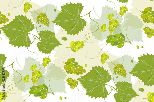 Floral pattern with leaves and berries on light background