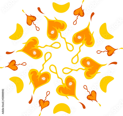 Symmetrical pattern of yellow hearts