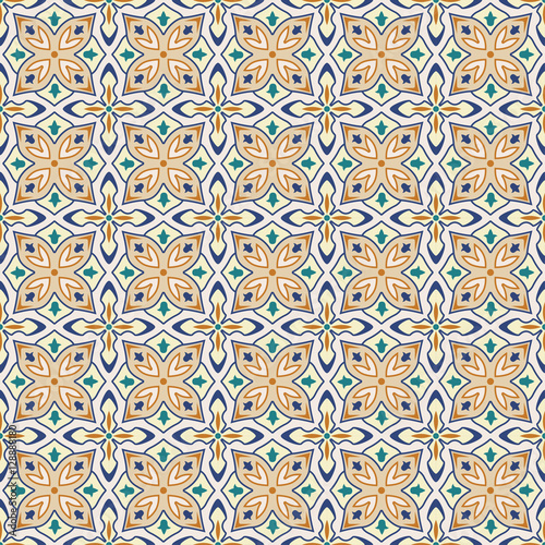 Seamless color pattern, Arabic style. The swatch is included in vector file.