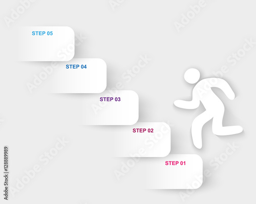 Silhouette of a man running up the stairs, vector infographics