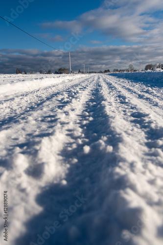 Rural road in winter time.