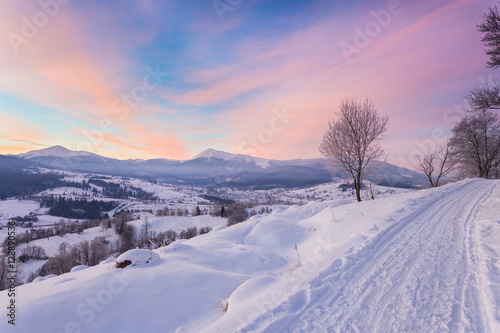 majestic sunset in the winter mountains landscape © Ryzhkov Oleksandr