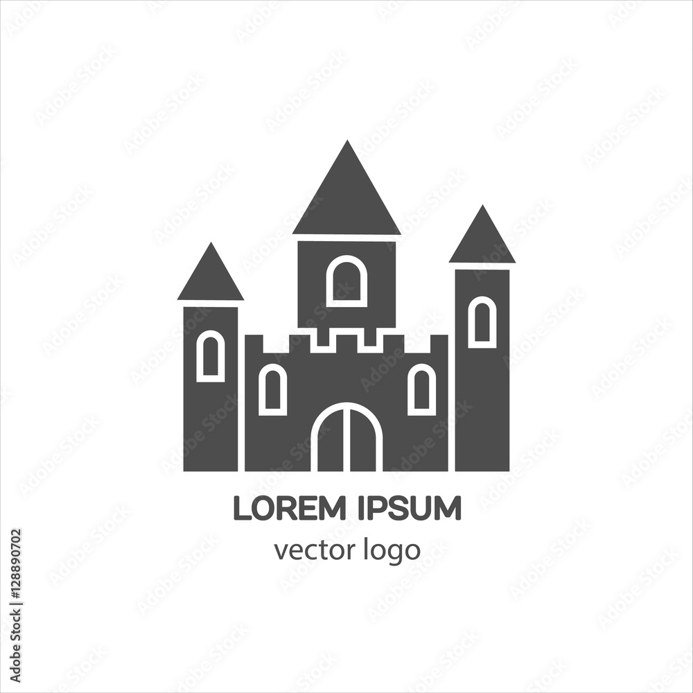 Castle, fortress, medieval castle vector logo.