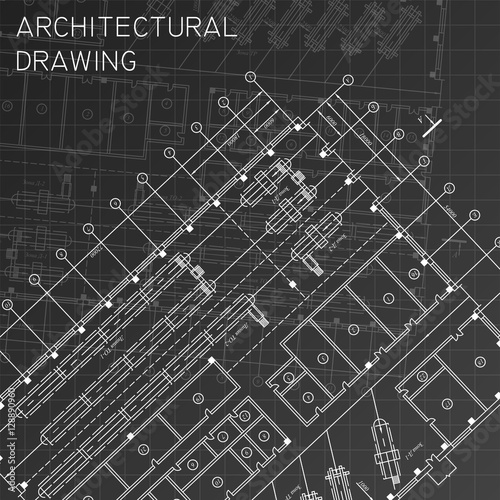 Architectural drawing. Architectural plan in vector on a black background.