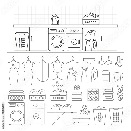A large set of laundry icons.