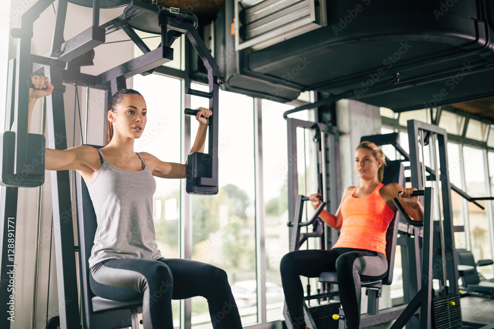 Women working out in gym