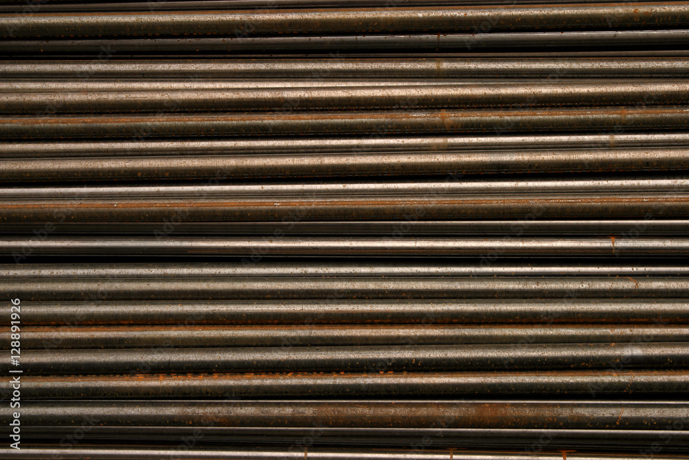 Black metal pipe steel sort stacked, radial effect Black metal pipe steel sort stacked, radial effect