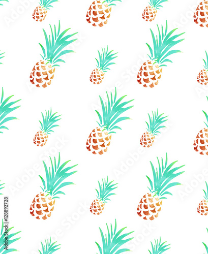 Pineapple pattern on white background,hand drawing.