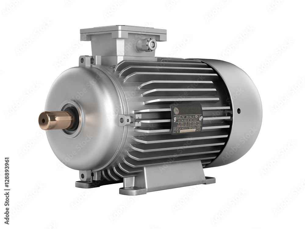 Electric motor without shadow on white background 3d Electric motor without shadow on white background 3d