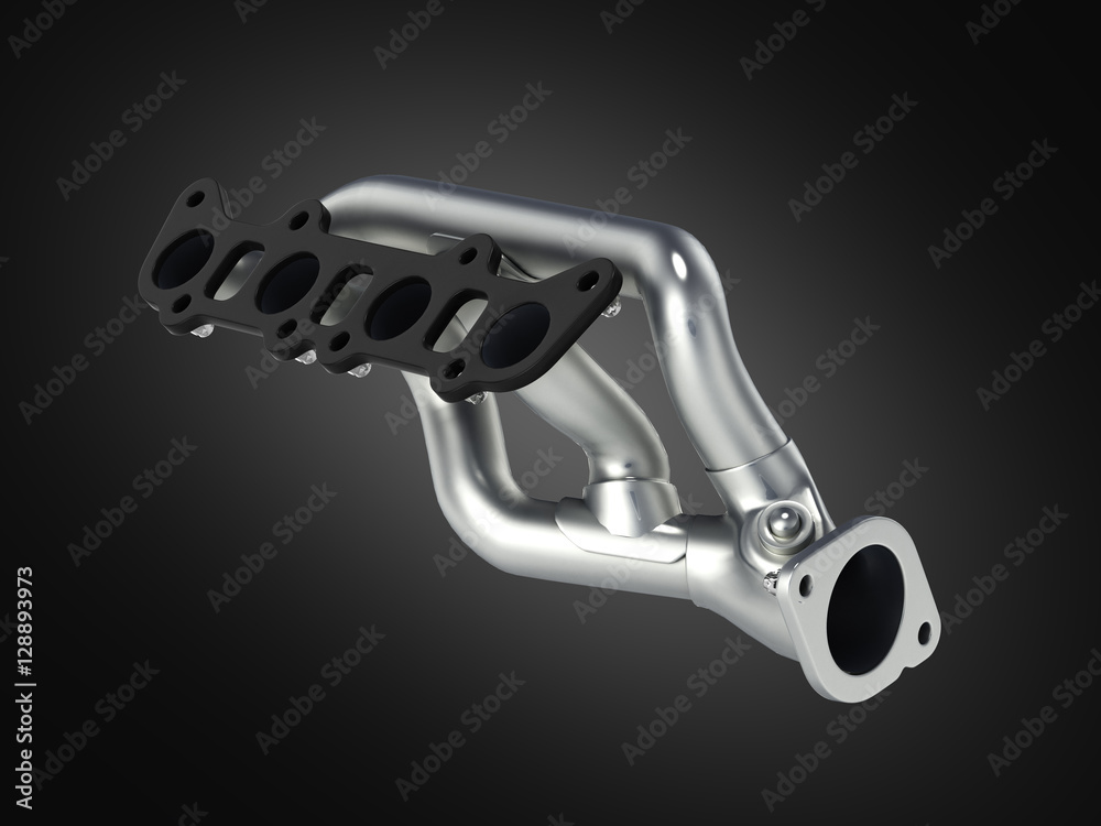 Obraz premium exhaust manifold isolated on black gradient background 3d