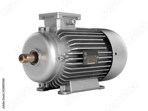 Electric motor without shadow on white background 3d
