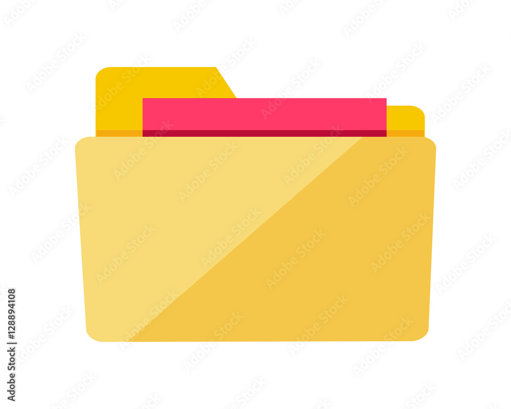 Yellow Web Folder Sign with Documents. Interface