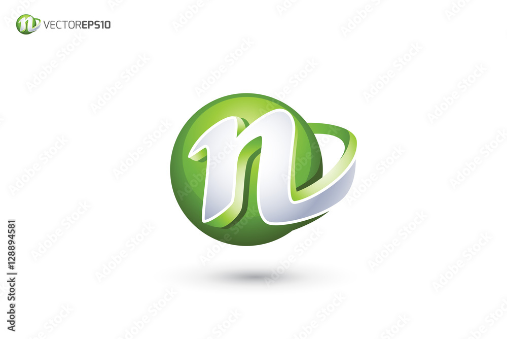 Abstract Letter N Logo - 3D Sphere Logo Abstract Letter N Logo - 3D Sphere Logo