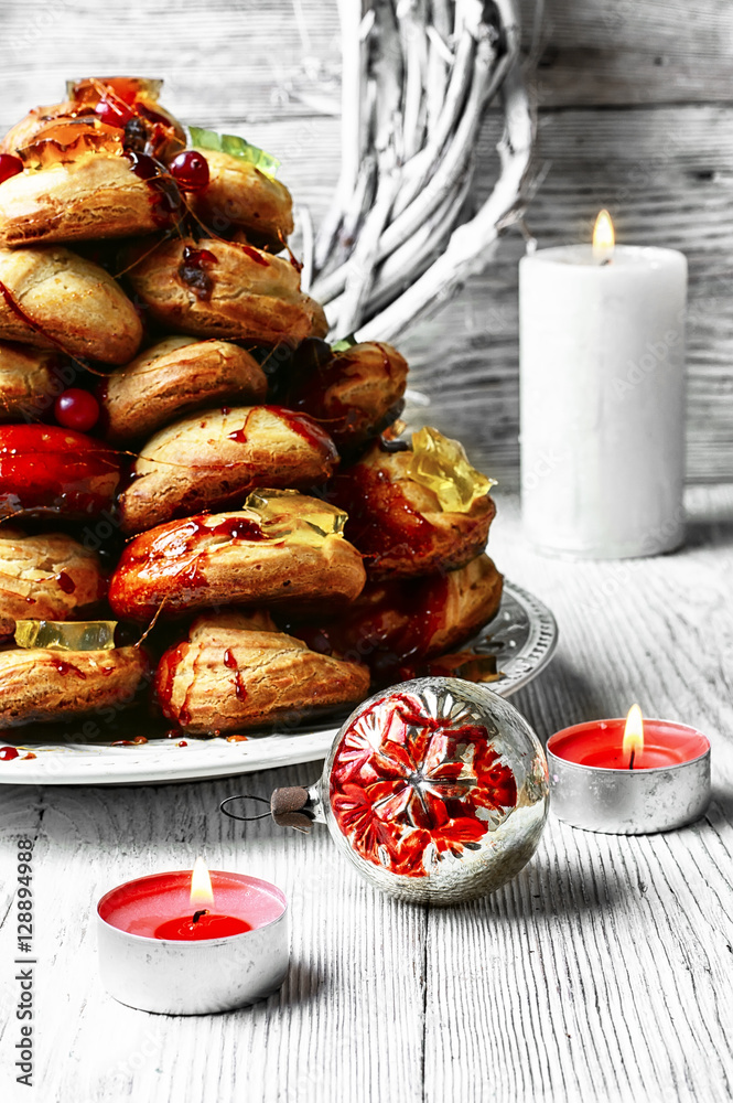 Christmas croquembouche cake Stock Photo | Adobe Stock