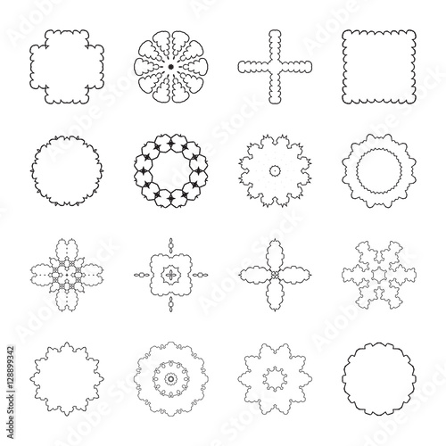 Vector logo design templates and patterns. Abstract icons in grunge style. Set of creative hand drawn  doodle  ink symbols isolated on white.