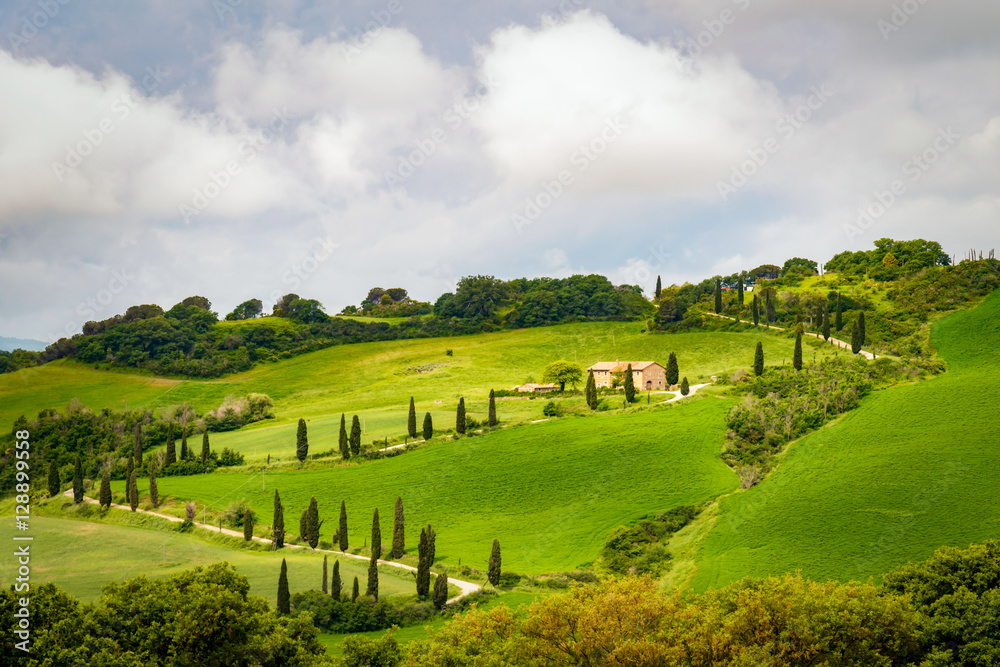 Obraz premium VAL D'ORCIA, TUSCANY/ITALY - MAY 21 : Farm in Val d'Orcia Tuscan