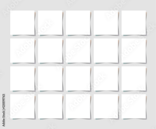 20 pieces square blank sheet of white paper with the shadow