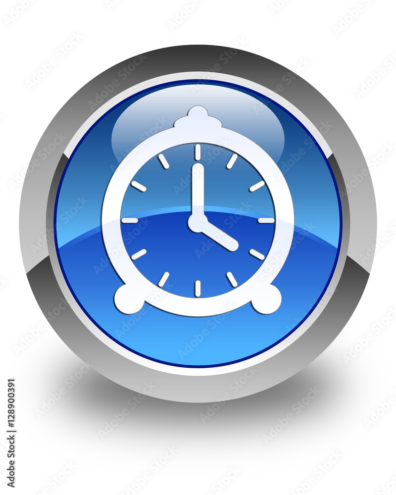 Alarm clock icon glossy blue round button Alarm clock icon glossy blue round button